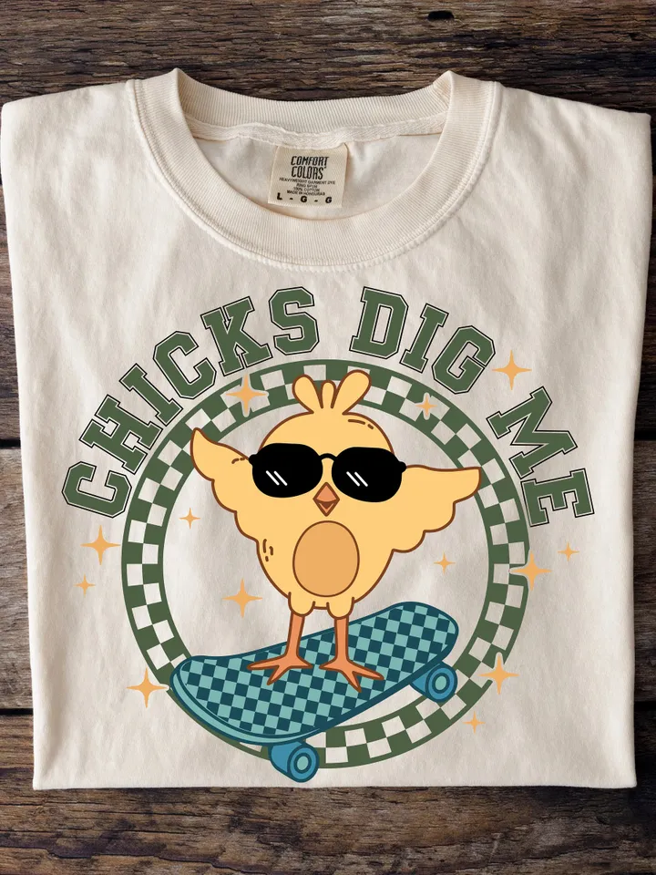 Chicks Dig Me Png, Boys Easter Png, Kids Easter Png, Easter Bunny PNG, Chick Png, Happy Easter Png, Retro Easter Png, Easter png Shirt