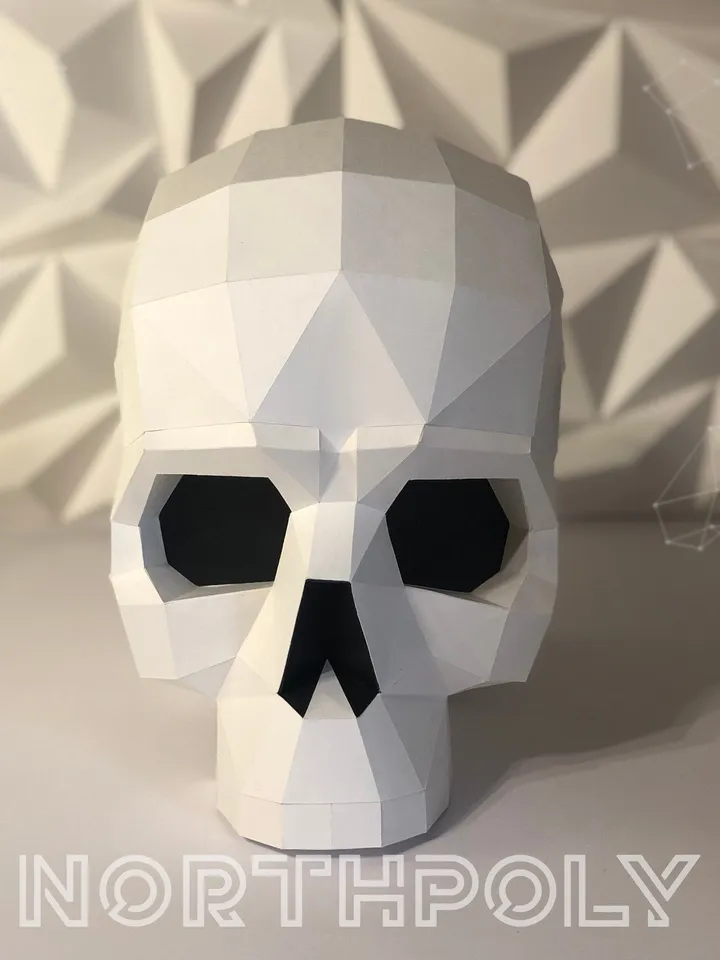 Skull Papercraft, Digital Template, PDF Download, Gurko, 3D Low Poly, Pepakura, DIY Origami Sculpture, Paper Decor, DIY Gift