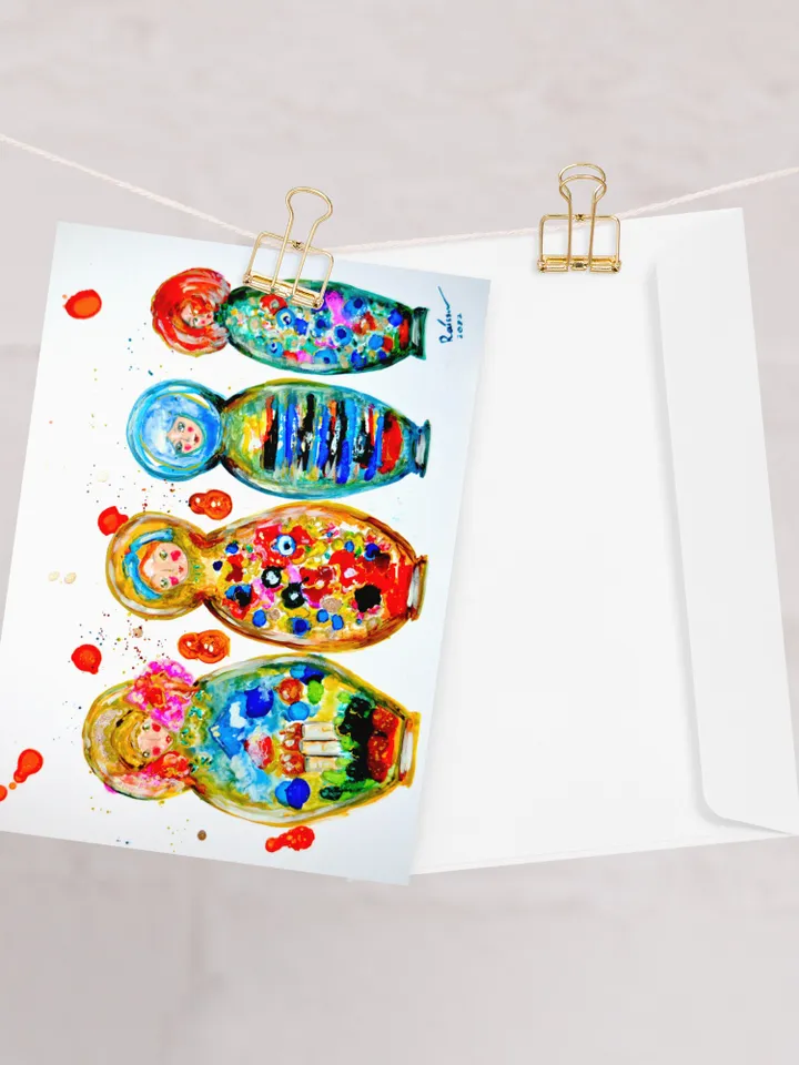 Greeting card Russian dolls from my original handpainted design,russian dolls art,special handmade cards for any occasion.