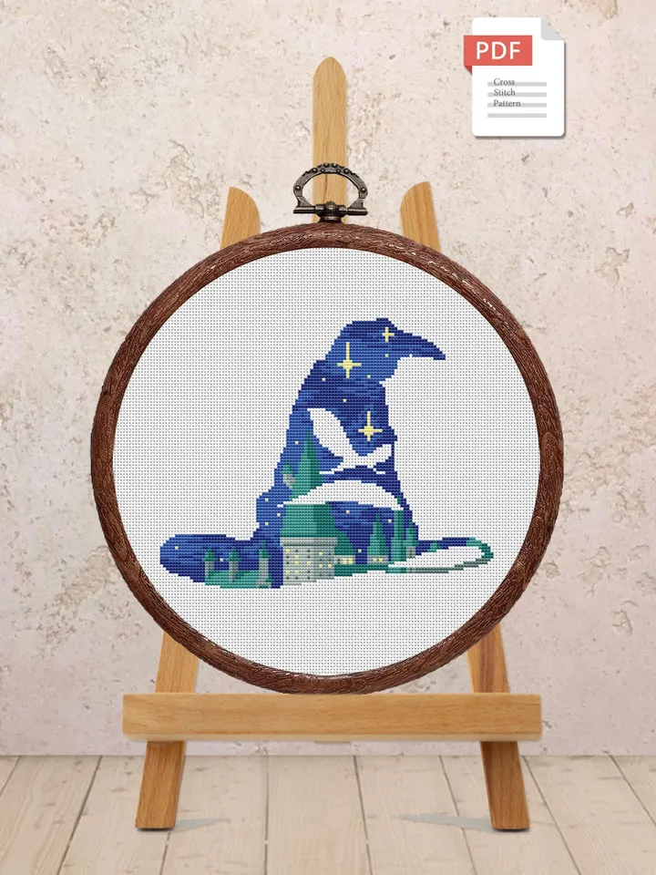 Magic Hat Cross Stitch Pattern, Movies Cross Stitch Pattern, Movie Pattern, Wizard Cross Stitch Pattern, TV Cross Stitch Patterns #mv008