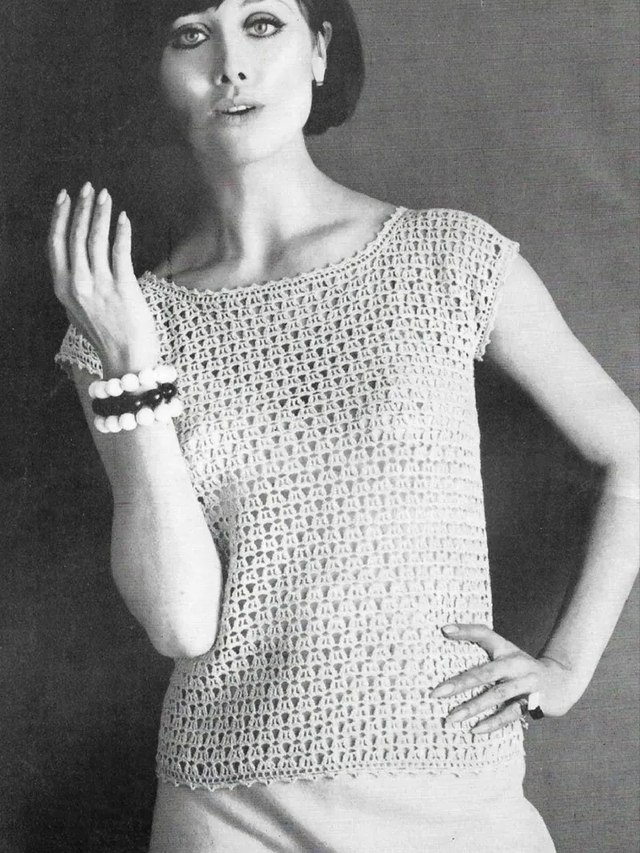 Top Pattern, blouse crochet pattern, vintage top blouse pattern pdf, lace women ladies top pattern instant download