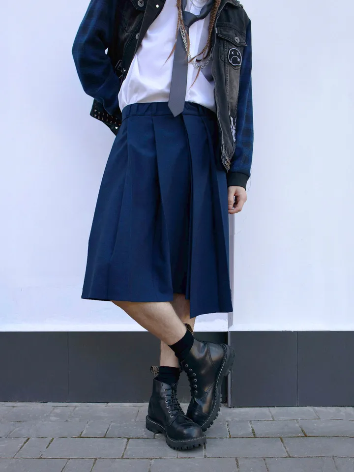 Men's "School Mood" asymmetrical pleated skirt \ Men's skirt \ kilt