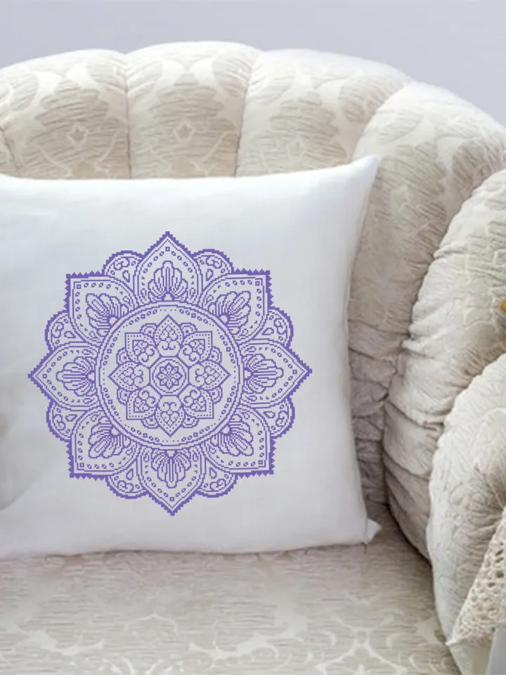 Flower mandala cross stitch pattern PDF download Monochrome cross stitch chart, Simple mandala pattern digital PDF, Mandala ornament #M264