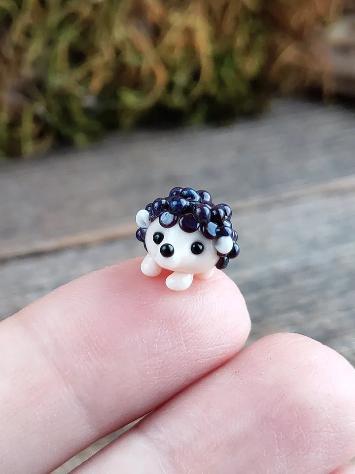 MINIATURE ANIMALS Hedgehog figurine Hedgehog miniature Baby Hedgehog Glass Hedgehog decor Hedgehog gift Tiny Hedgehog Fairy garden animal