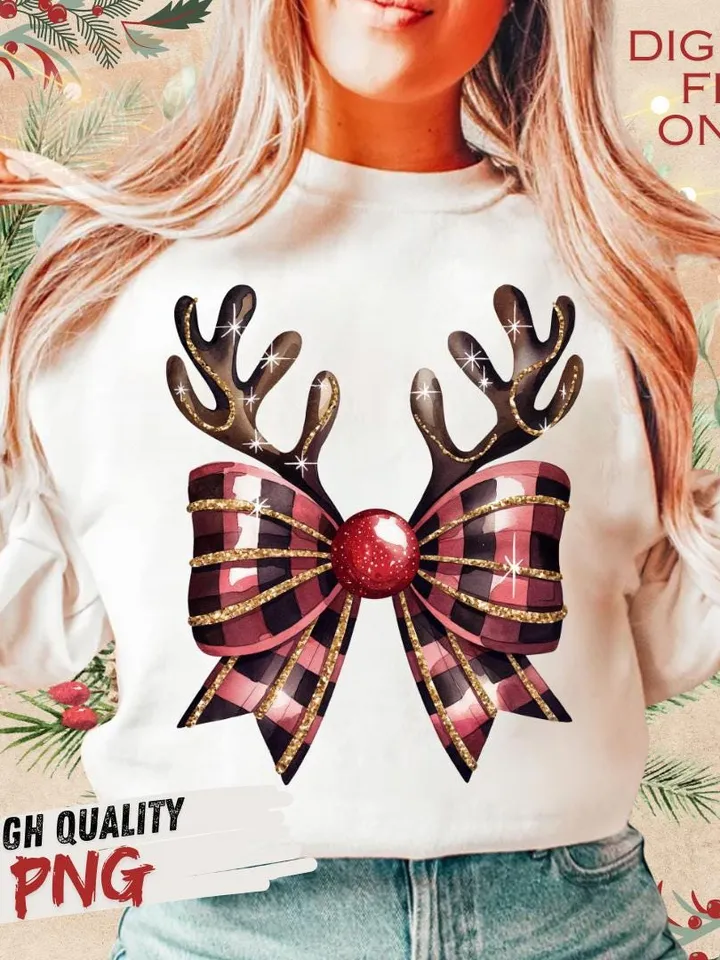 Christmas Coquette Bow Png, Coquette Christmas Png, Reindeer Bow Png, Christmas Sublimation Design, Christmas Shirt Design, Santa Png