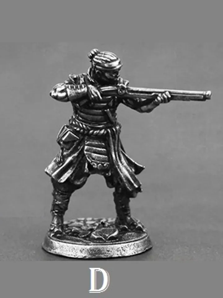 Japanese Shogunate samurai figurines, copper miniatures, tabletop wargaming fantasy miniature figures.