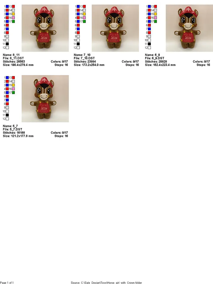 ITH Cute Horse toy soft stuffed in the Hoop Digital Design for Machine Embroidery