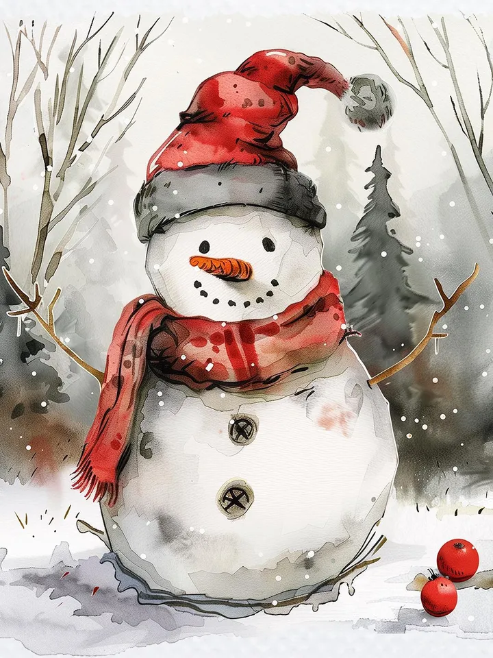 18 Winter Snowman PNG Bundle, Christmas Clipart, Printable Watercolor clip art for sublimation, High Quality PNGs, Paper craft, junk journal