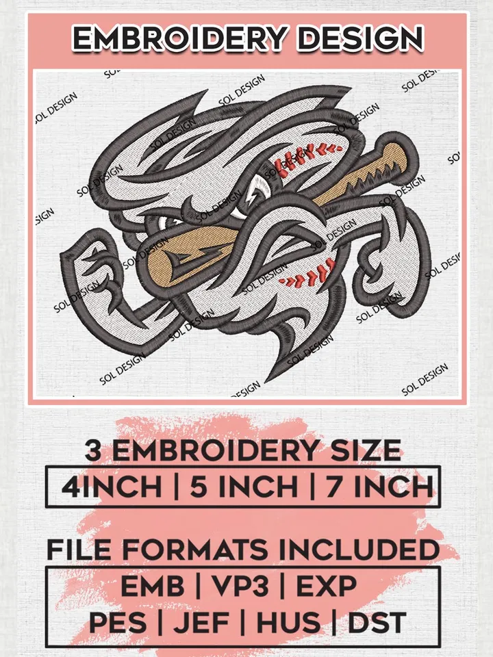 MiLB Omaha Storm Chasers Embroidery Design Files, MiLB Omaha Storm Chasers Logo, Minor League Baseball Logo Embroidery Designs, MiLB embroidery designs, Machine embroidery designs, Digital Download