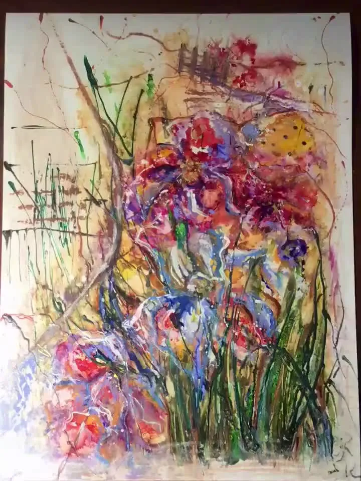 Fantasy colourful flowers on yupo paper original mix media painting,modern fantasy wall art,flowers painting,unique handmade decor gift