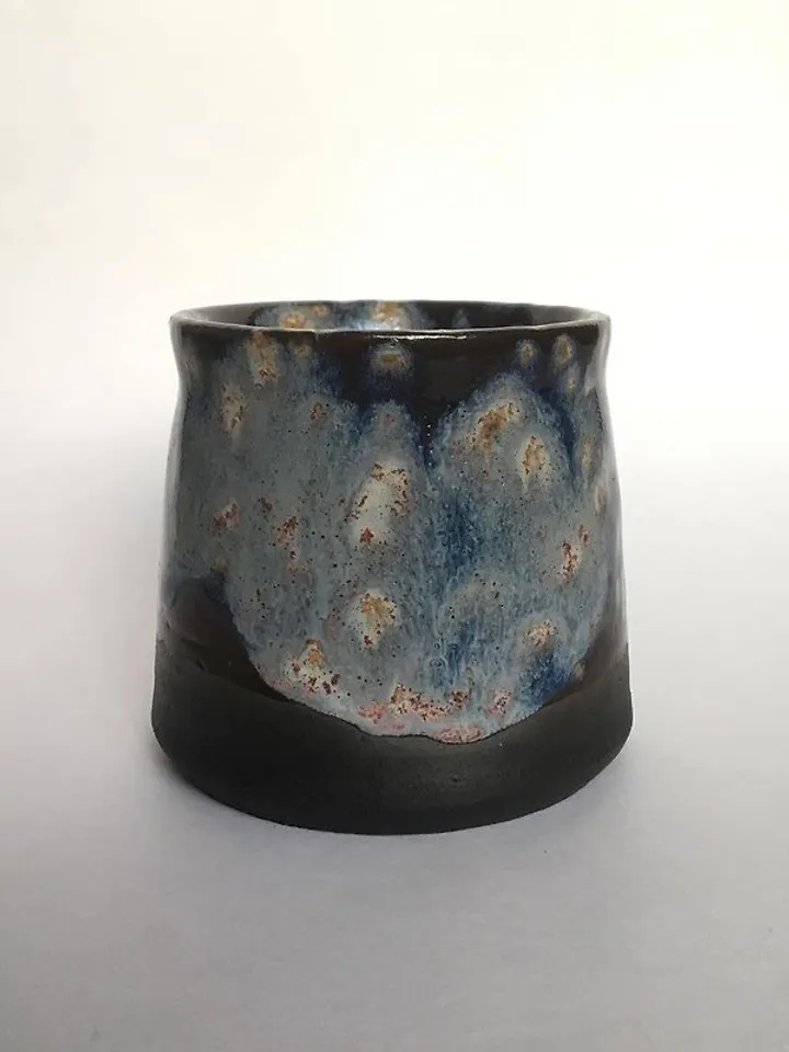 Blue and black galaxy glazed stoneware mug