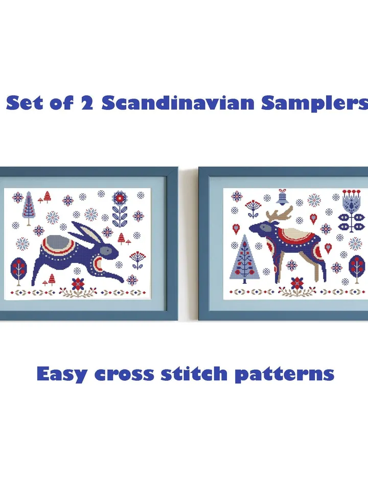 エンブロイダリークロシェノースリーブ Hygge Christmas Scandinavian samler cross stitch pattern
