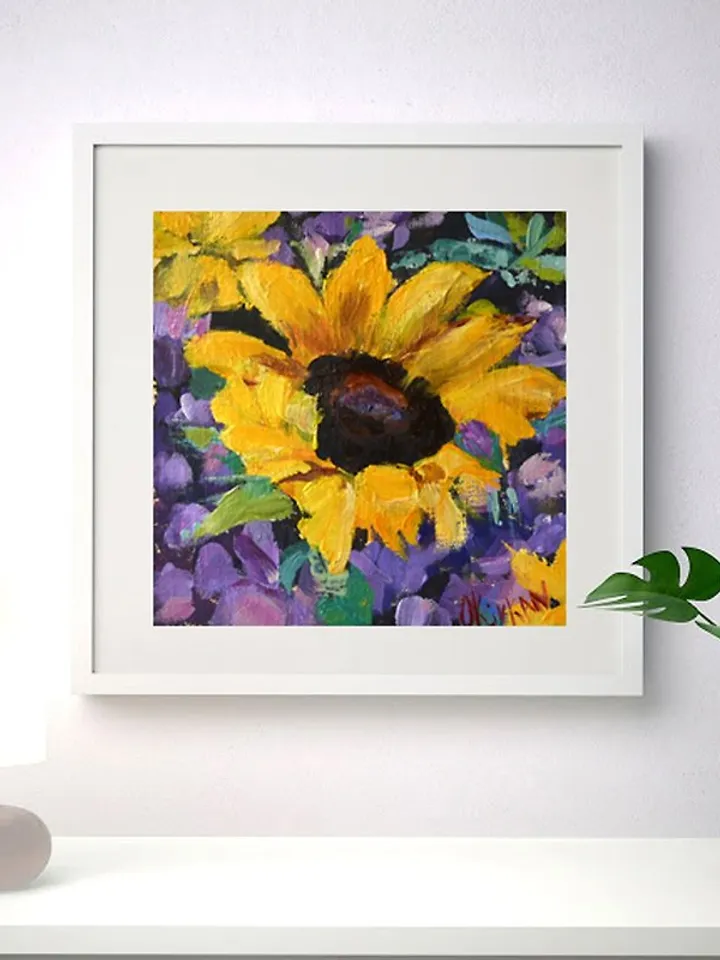 Sunflower Painting Original Floral Art Sunflower Yellow Artwork