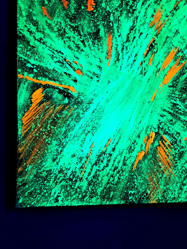 Neon painting "Chaos" abstract art modern art original black light painting on canvas