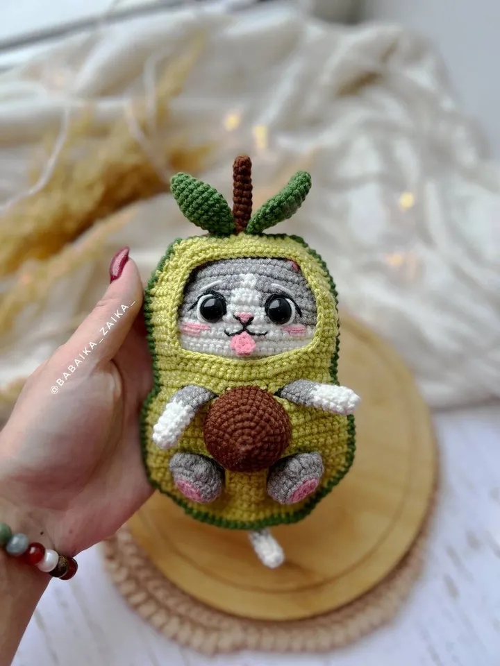 PDF Crochet Pattern Avocado Cat, Amigurumi AvoCato pattern, Cute cat, Animal pattern, Amigurumi animal, Crochet animal, Crochet Avocado