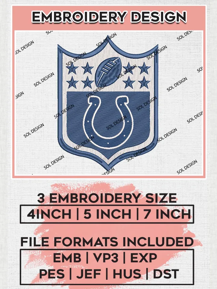 Indianapolis Colts Embroidery Designs, NFL Colts, NFL Embroidery Designs, NFL Indianapolis Colts Machine Embroidery Design, Digital Download