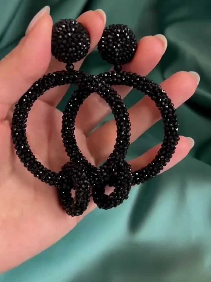 Double Hoop Beaded Earrings