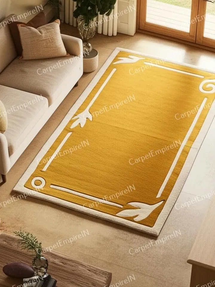 Buy 9x12 Leaf Design Area Rug Hand-Tufted 100% Wool Handmade Carpet for Home, Bedroom Rug, Living Room Rug, kids rug, yellow rug,
