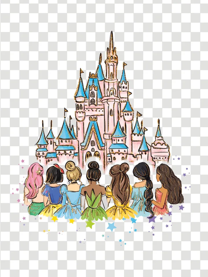 All princess Watercolor Princess PNG, Princess clipart png, Family vacation clipart, Family vacation png, Family trip, All princess design