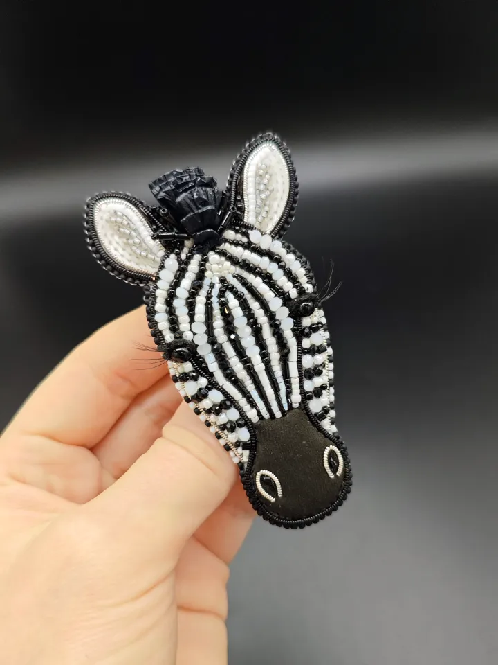 Zebra Bead Brooch