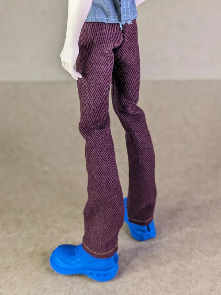 Handmade Burgundy denim pants or shorts for 1/6 scale boy dolls