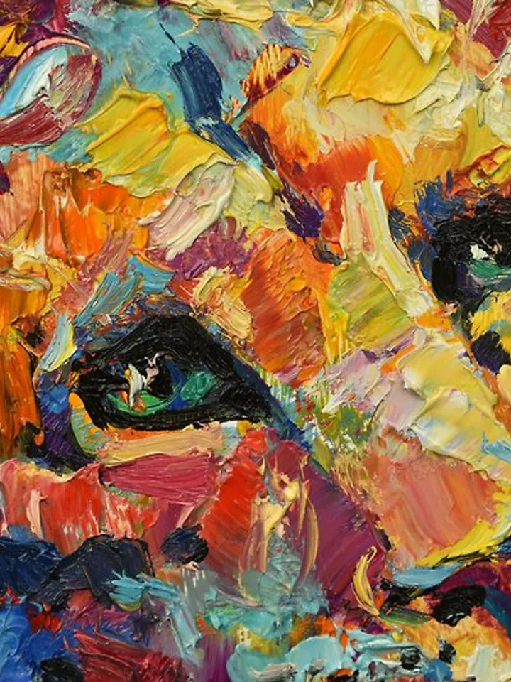 Lion Painting Wild Animal Original Art Oil Impasto 油畫原作 Wall Art Impressionism