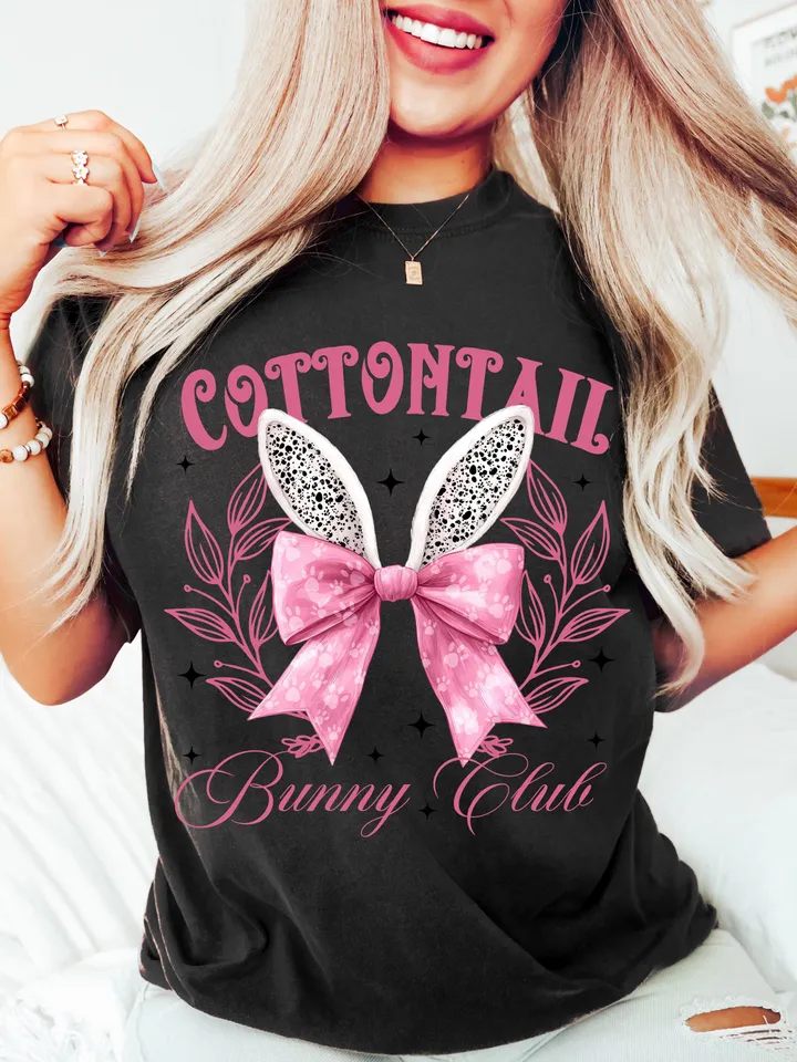 Cottontail Bunny Club Png, Easter Bunny Coquette PNG | Easter Day Png | Happy Easter Png | Easter Brushstroke Png Coquette Easter Bunny Ears