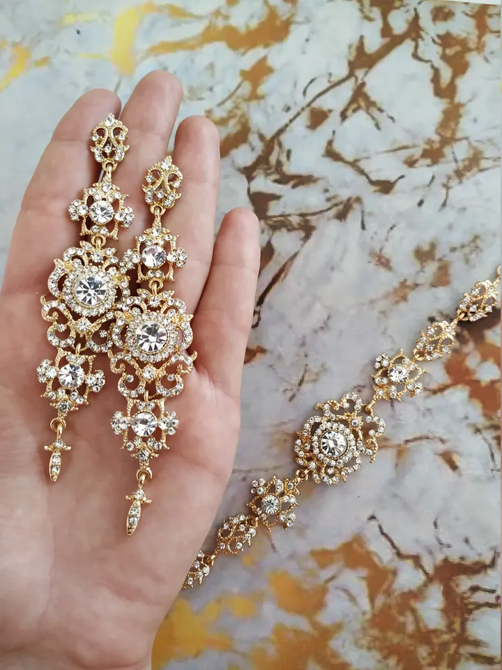 Art Deco Extra Long Gold Wedding Earrings, Chandelier Statement Chandelier Earrings, Gatsby Bridal Jewelry, Statement Wedding Earrings,