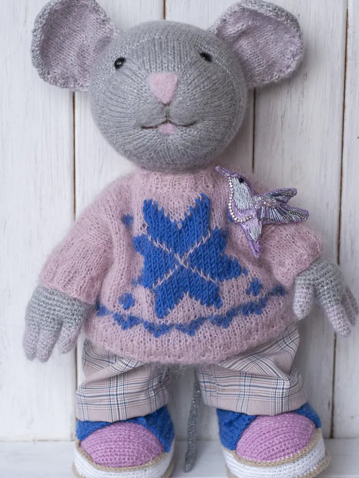 Crochet animal toy Mouse, Christmas Handmade gift stuffed animal toy, Waldorf doll, Amigurumi Mouse, Soft toy, Gift for