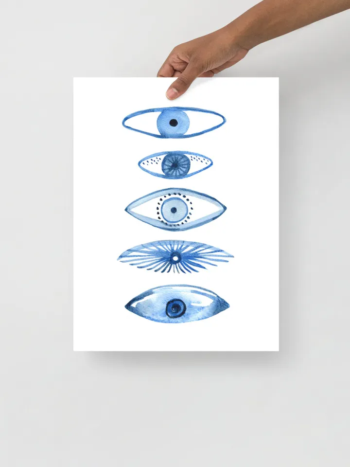 Evil Eye Print Blue Evil Eye Nazar Poster Evil Eye Wall Decor Abstract Eye Drawing Boho Eye Art Print Turkish Evil Eye Art Poster Best Gift