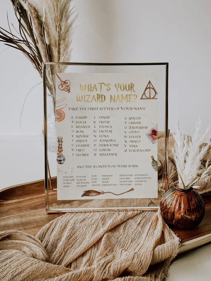 what's YOUR WIZARD NAME; Wizard Baby Shower; Magic School Baby Shower template; Instant Download; wh1