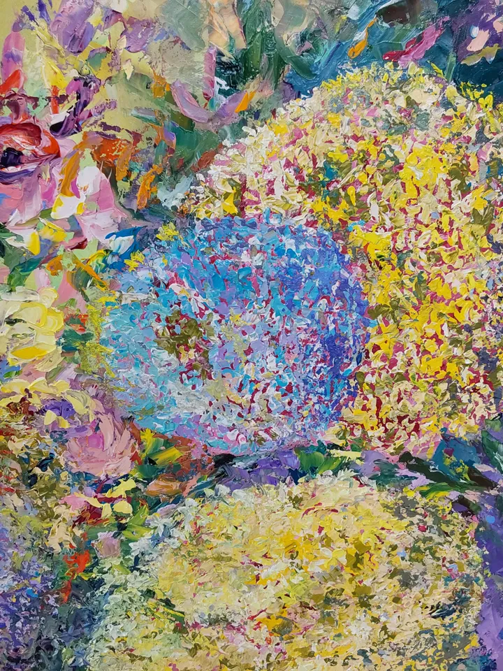 "Waltz of the Hydrangeas". Oil. Canvas on a stretcher. 80x80cm (32x32inch)