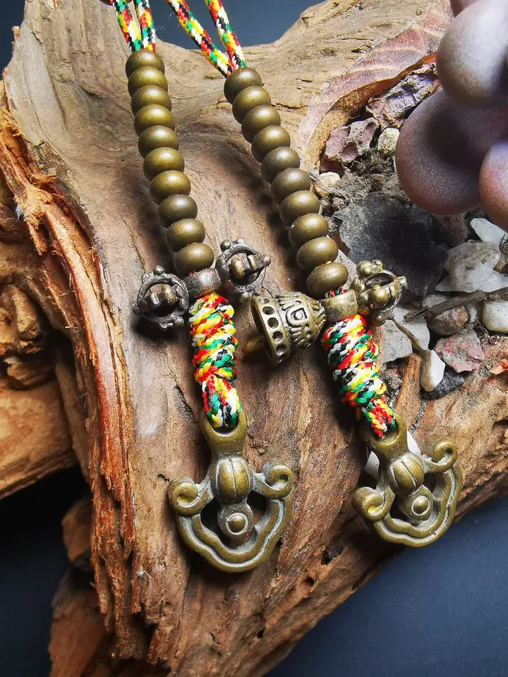 Gandhanra Handmade 5mm Tibetan Buddhist Mala Counters,Prayer Bead Counters, Carved with Dorje and Vajra / Kartika and Kila,Made of Brass