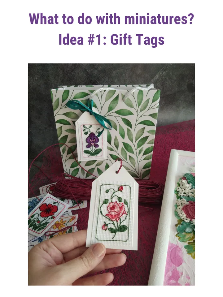 Set of 12 mini cross stitch patterns PDF, small cross stitch charts Flowers