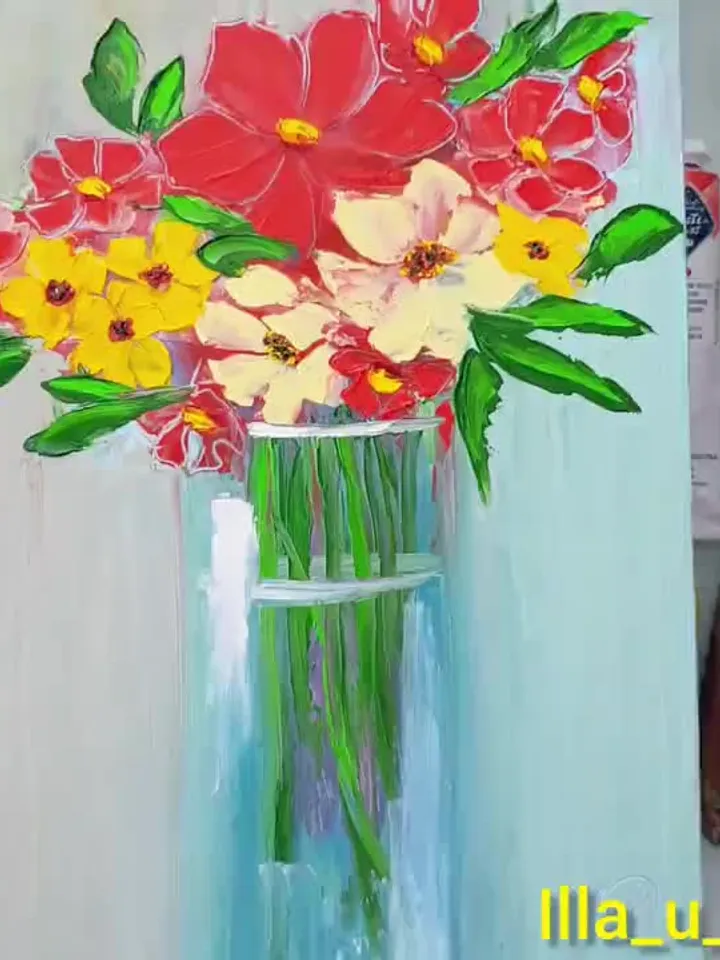 Poppy Painting Bouquet Original Art Still Life Wall Art Impasto Oil Painting