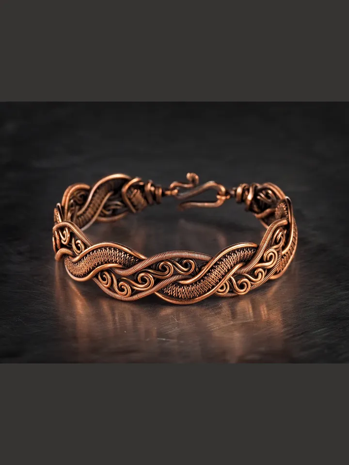 Wire wrapped copper bracelet for woman Antique style copper jewelry WireWrapArt