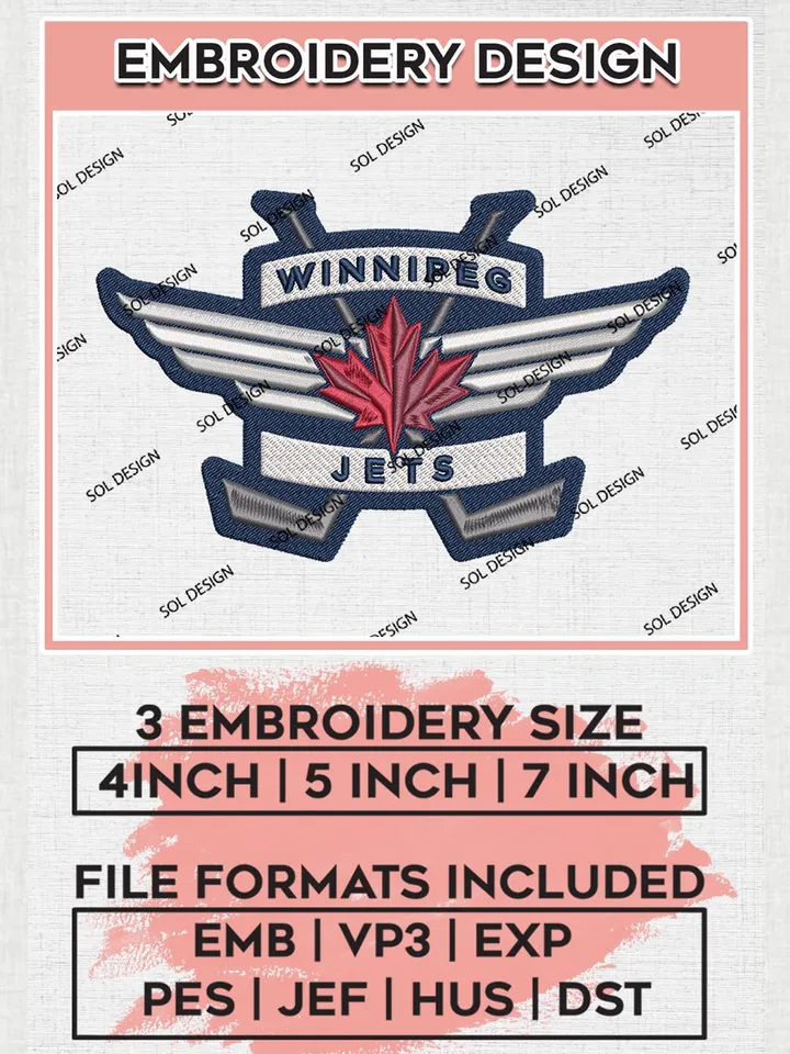 Winnipeg Jets Team Logo Embroidery Designs, NHL Winnipeg Jets Machine Embroidery Designs, NHL Embroidery Designs, NHL Machine Embroidery Designs, Digital Download