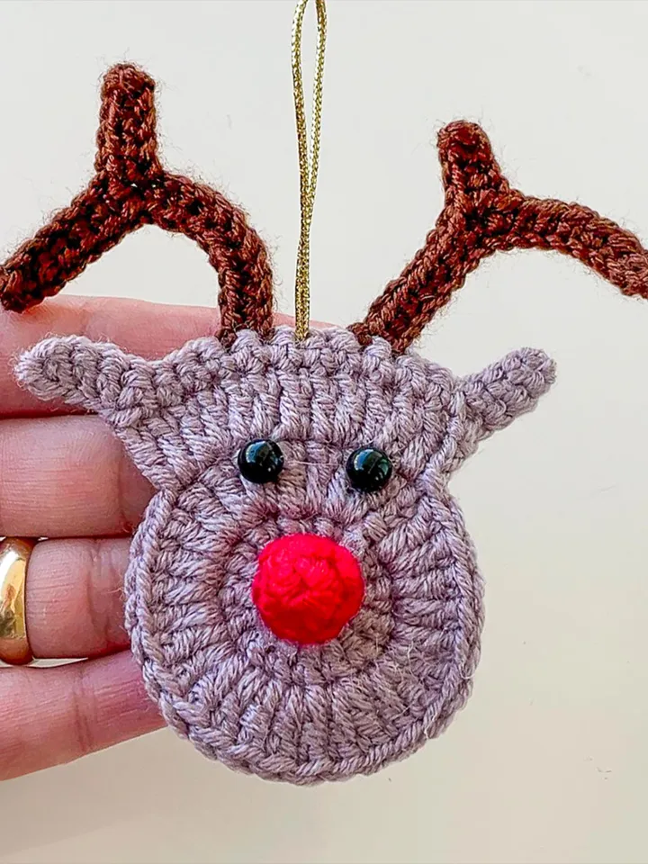Reindeer Crochet Ornament Pattern, Handmade Holiday Ornament PDF Tutorial for Beginners, Perfect for Christmas Gifts and Decorations