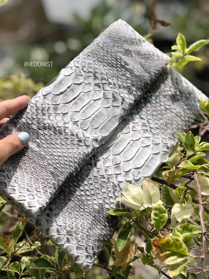 Clutch Genuine Python Skin Grey Clutch Uncolored | Small Evening Classy Elegant Snake Python Leather Clutch | Envelope Clutch Casual Python