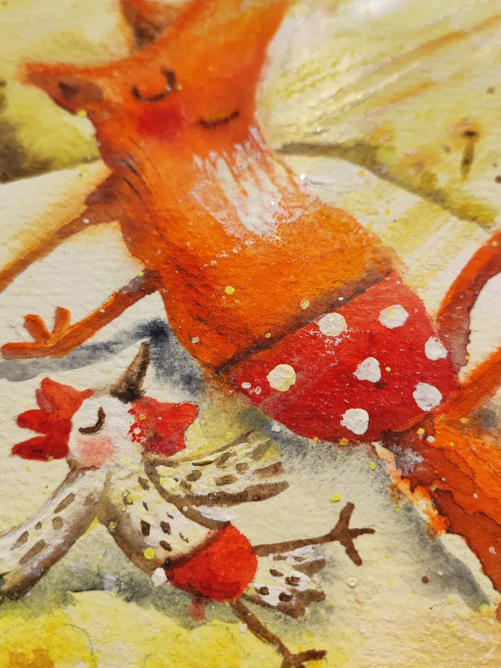 26×26cm Artwork by Julia Schigal "Happy summer" - watercolor, gouache
