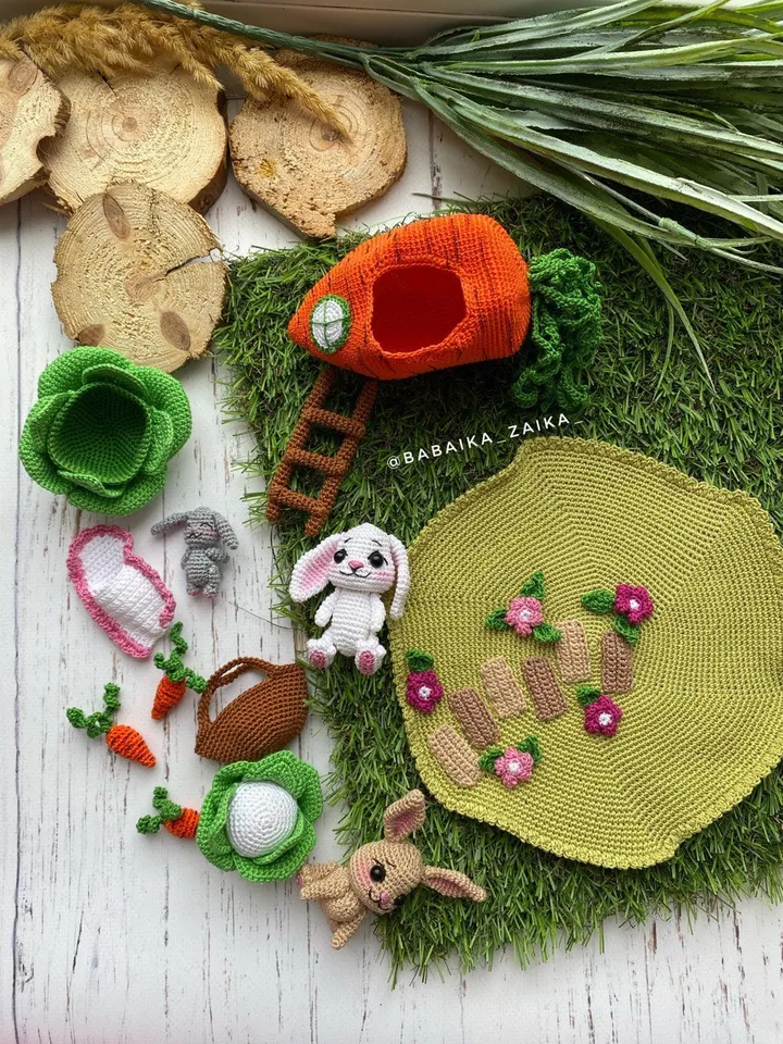 PDF Crochet Pattern Bunny's House, Small Toy Pattern, Amigurumi, Animal Pattern, Amigurumi bunny pattern, House Pattern