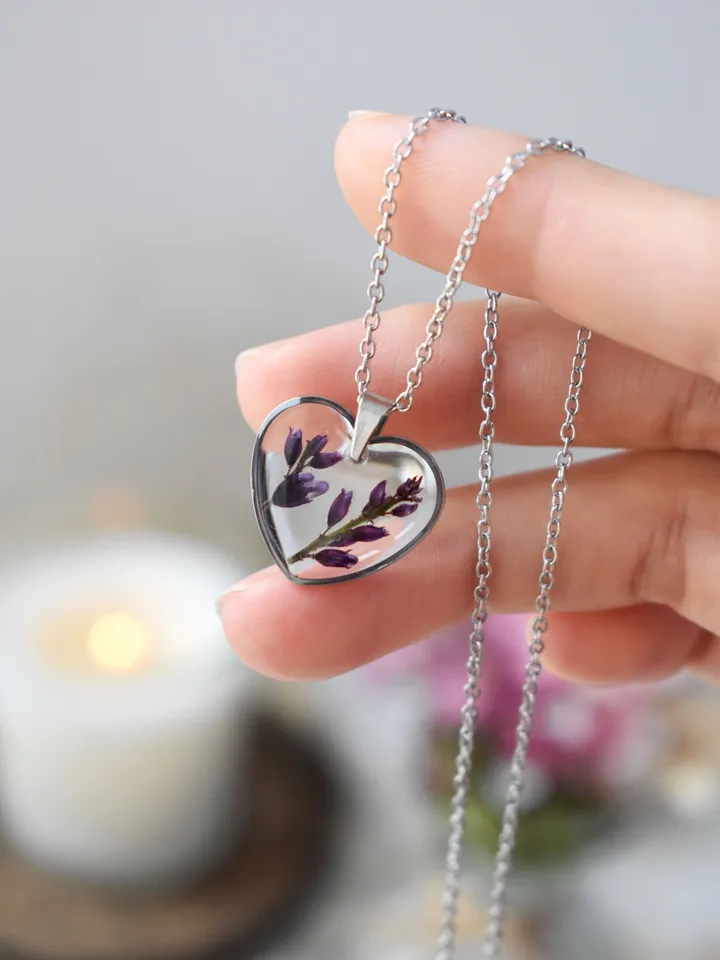 Real Genista necklace. Genista pendant in resin. Forest Jewelry.