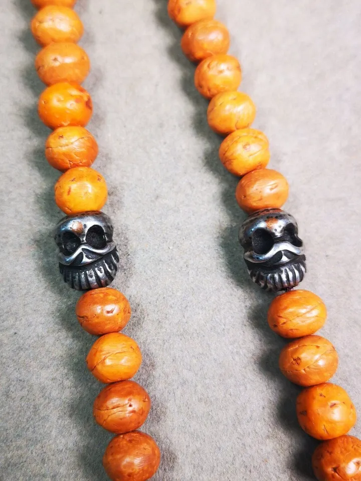 Gandhanra Handmade Tibetan Amulet,Skull Citipati Pendant Bead,Spacer Bead for Mala,Bag Hanging,Prayer Bead Accessories,0.47" × 0.4"