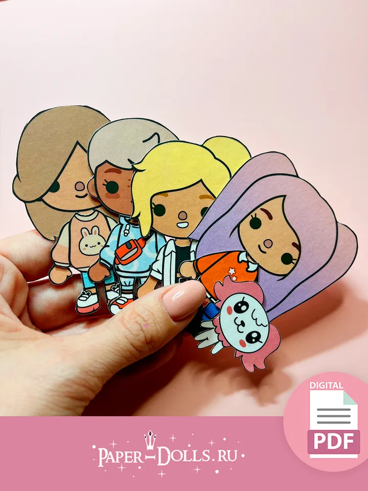 Toca Boca dolls with paper clothes