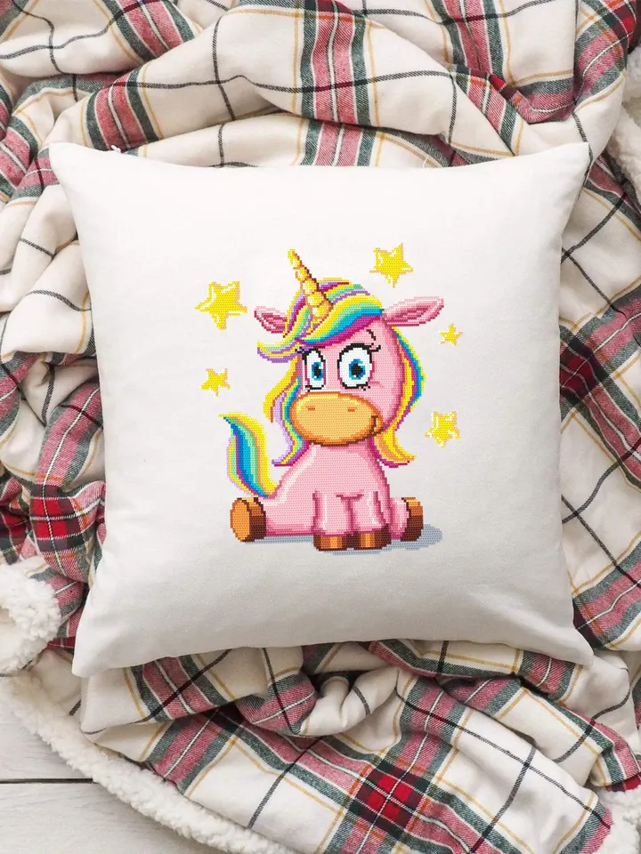 Rainbow unicorn cross stitch pattern download PDF Unicorn hand embroidery PDF, Funny baby animal cross stitch chart, Pink unicorn decor #K9