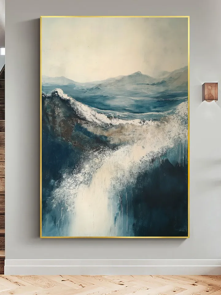 Original Grey Sea Oil Painting On Canvas, Abstract Waves Painting, Large Wall Art, Bedroom Living room Wall Decor, Custom Painting, Home Art