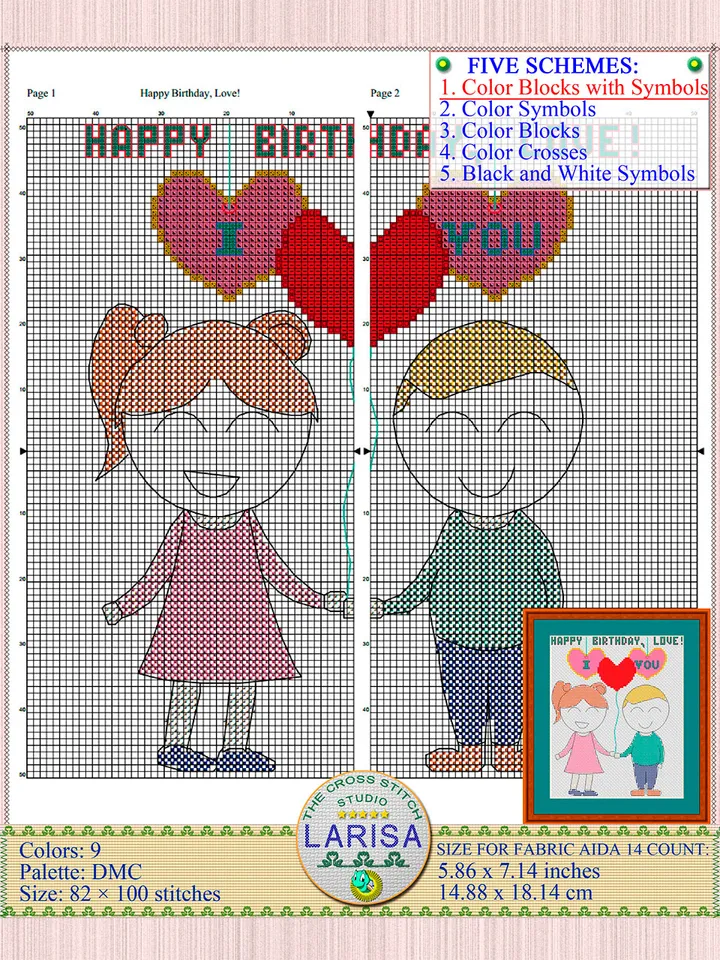 Happy Birthday Love Cross Stitch Pattern