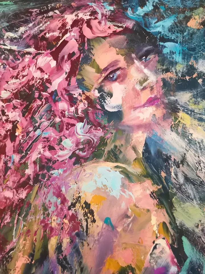 Nude Dream art Abstract Angel Girl Art Original Oil Painting Artist Svinar Oksan