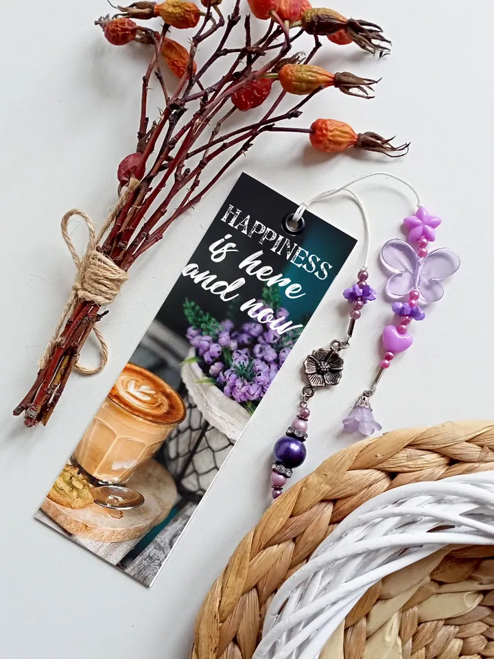 Hand made double sided bookmark with charm\Personalized bookmark for travelers notebook\Gifts for Mum-Daughter-Sister\Gift for teacher