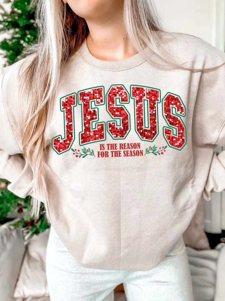 Faux Sequin PNG, Jesus The Reason For The Season, Faith Christmas Png, Png,Retro Christmas svg,Png, Faith png, Digital Download, Sublimation